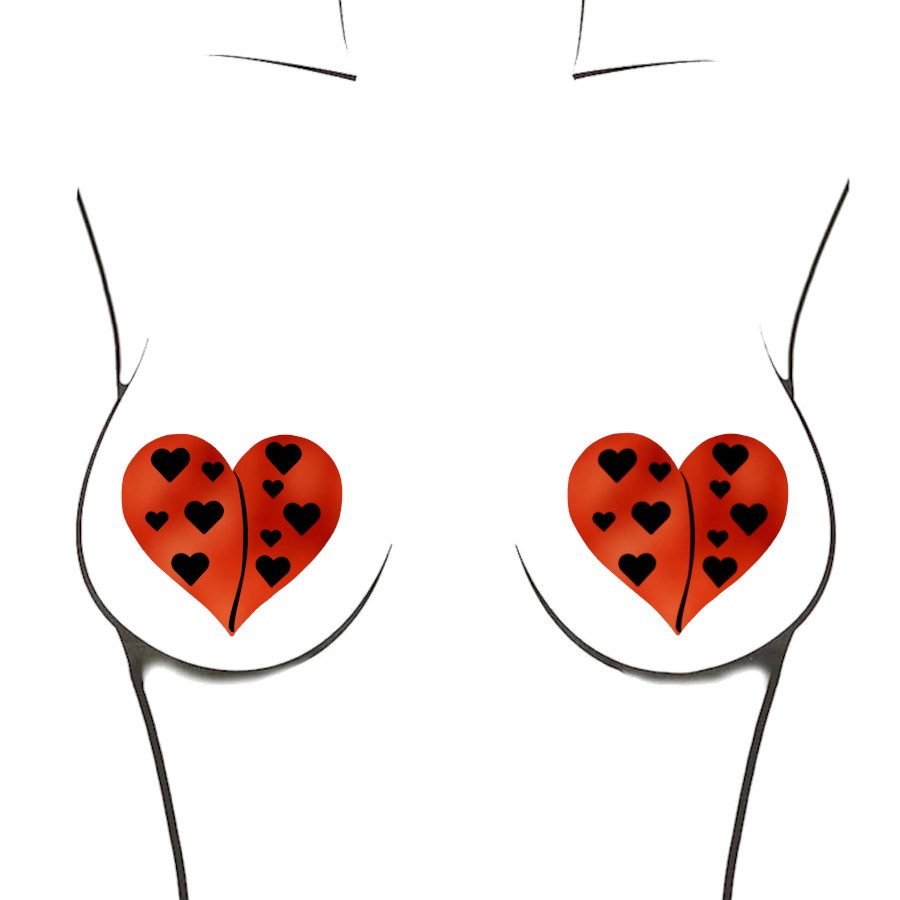 Metallic Red Ladybug Heart