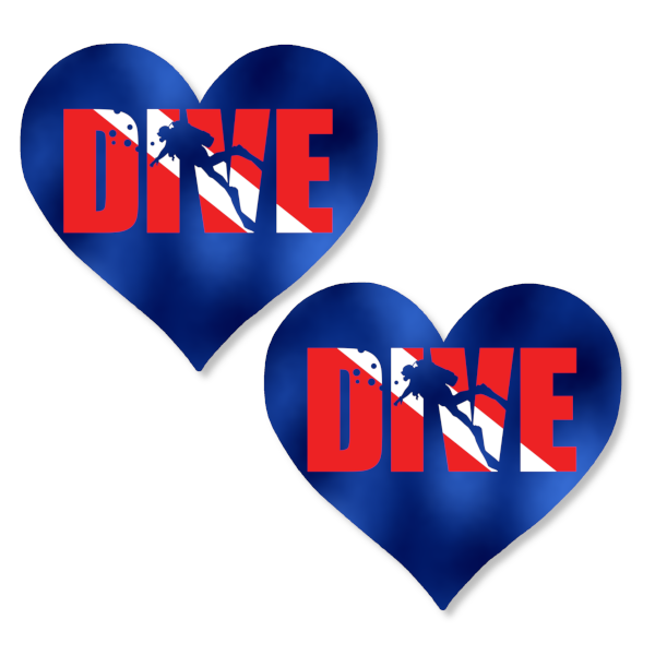 Metallic Blue Dive Heart
