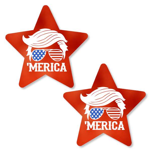 Metallic Red Merica Trump Star